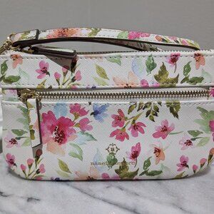 Nanette Lepore Zip-up white pouch with flower design